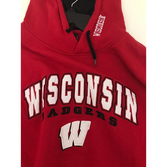 Colosseum Wisconsin Badgers Mens M Red Hoodie Sweatshirt *14 - Picture 4 of 5